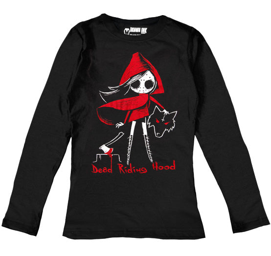 Dead Riding Hood Women Long Sleeve Tshirt, Women Shirts, Akumu ink, goth, emo