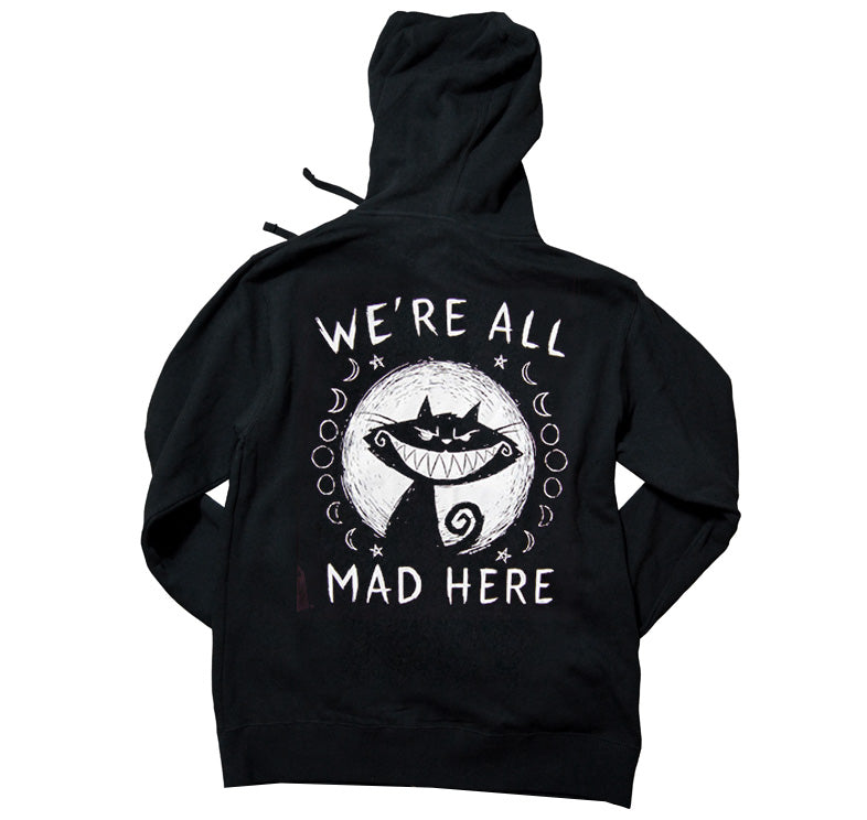 Akumu Ink We're All Mad Here Unisex FLEECE Hoodie, long sleeve, Akumu ink, goth, emo
