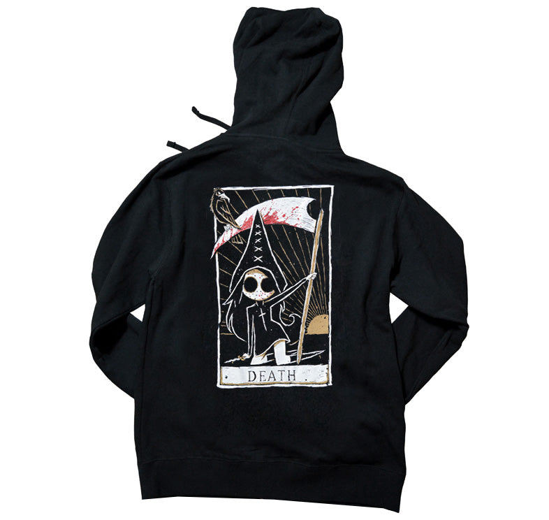 Akumu Ink Death Card Unisex FLEECE Hoodie, long sleeve, Akumu ink, goth, emo